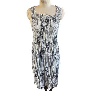 NWOT Alquema Micro Pleat Black & White Print Pinafore Dress Size Large